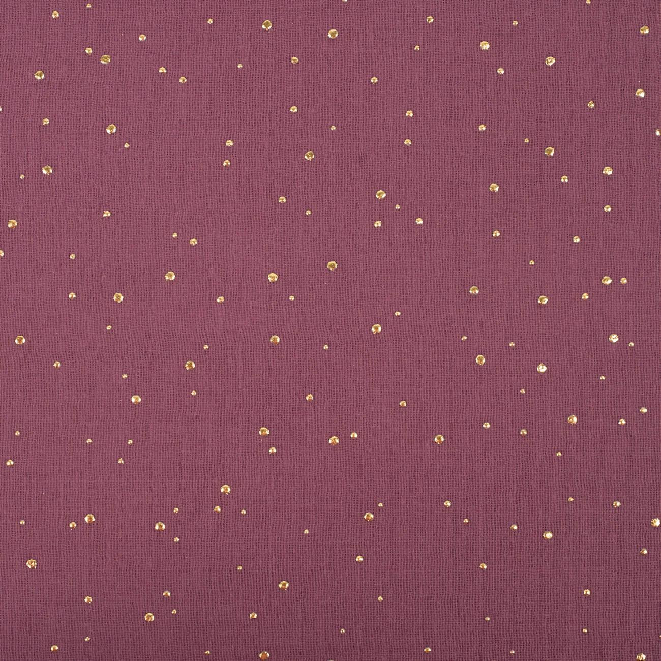 GOLDEN DOTS / HEATHER - Cotton muslin
