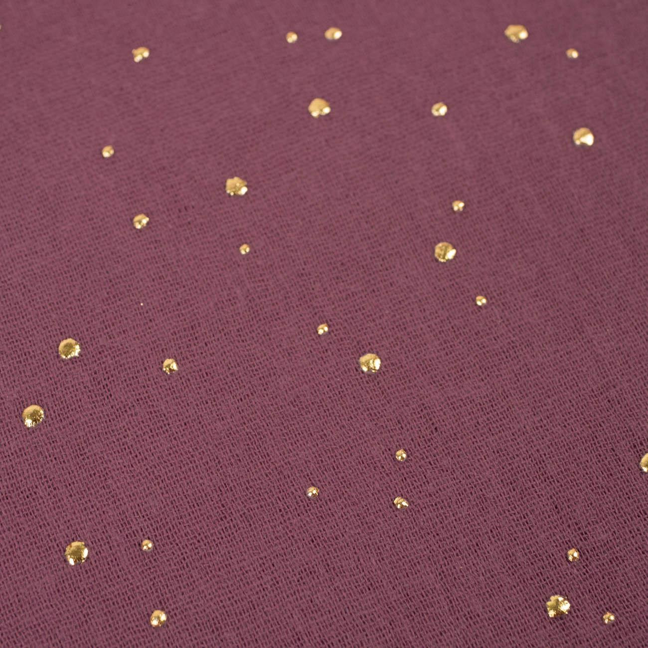 GOLDEN DOTS / HEATHER - Cotton muslin