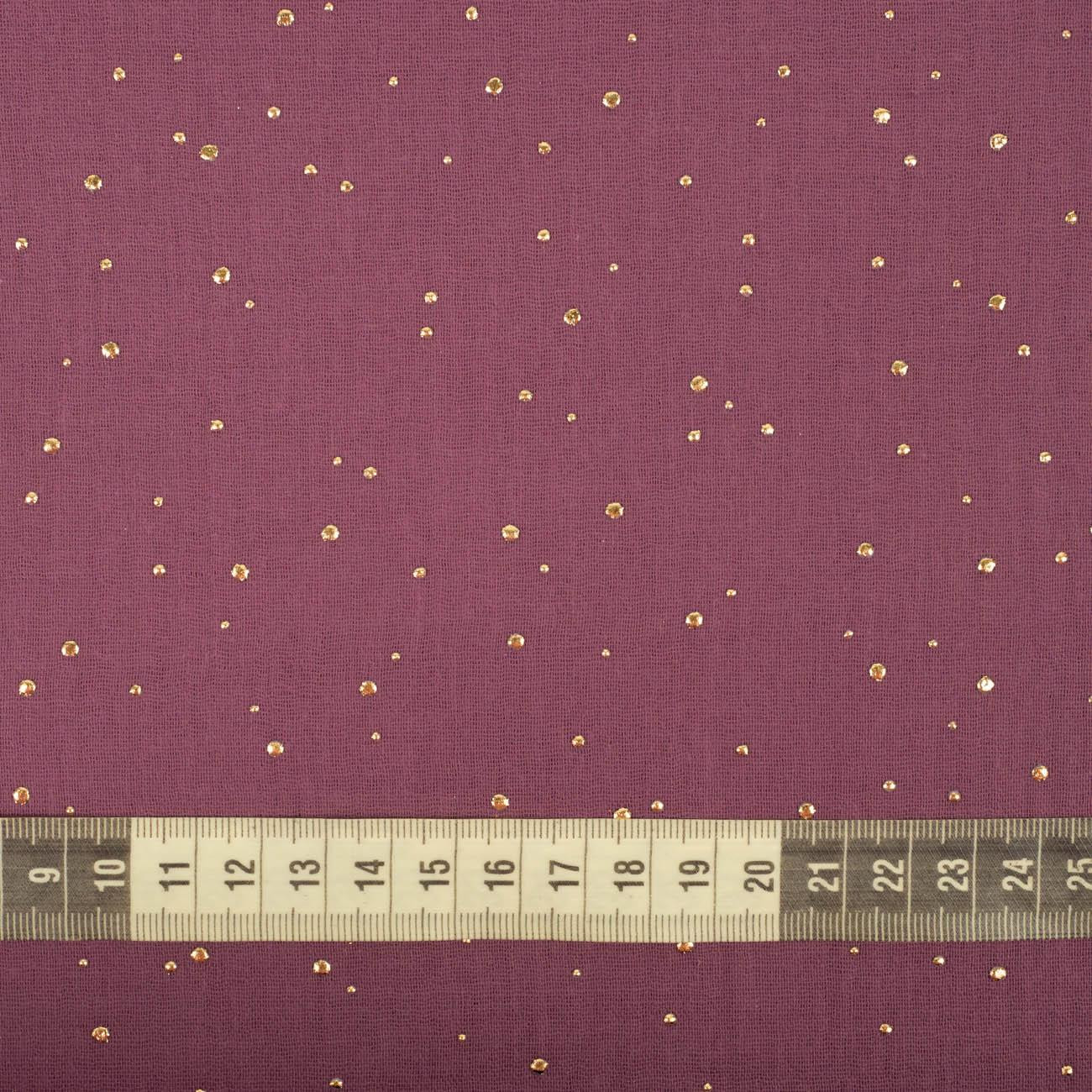 GOLDEN DOTS / HEATHER - Cotton muslin