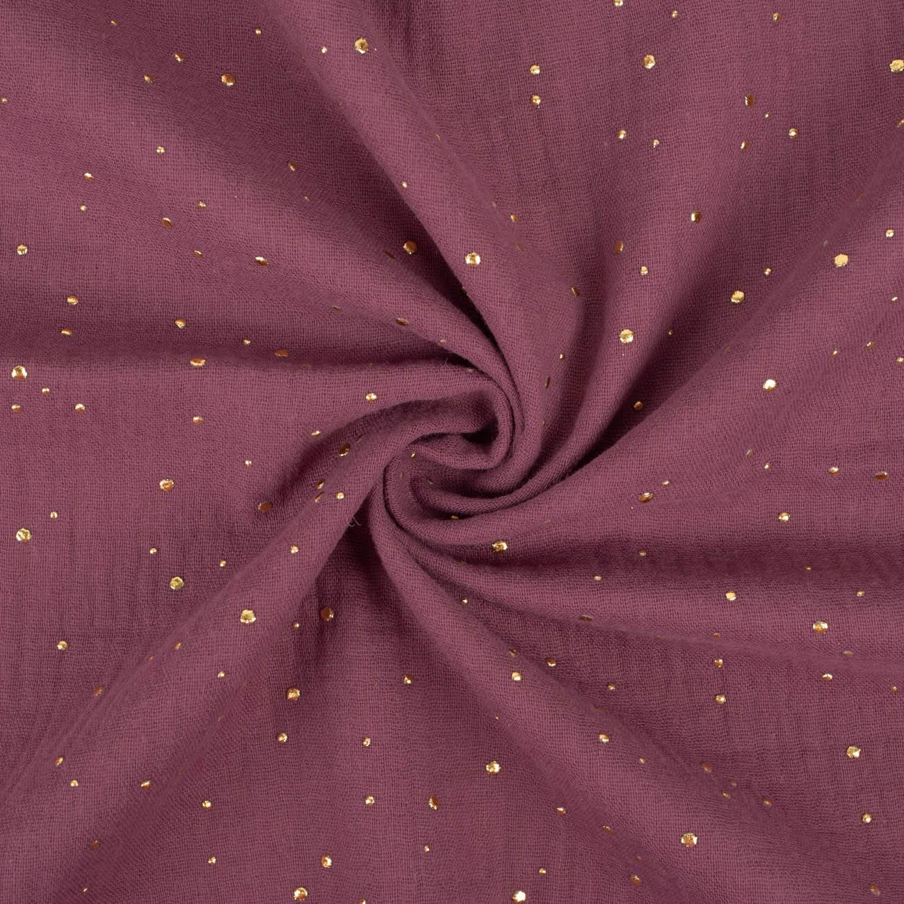 GOLDEN DOTS / HEATHER - Cotton muslin