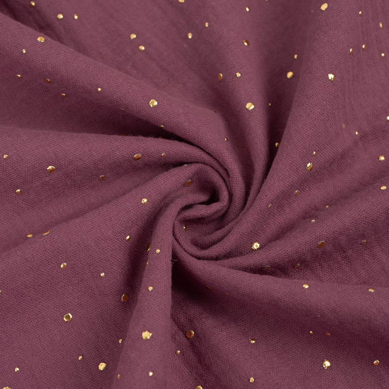 GOLDEN DOTS / HEATHER - Cotton muslin