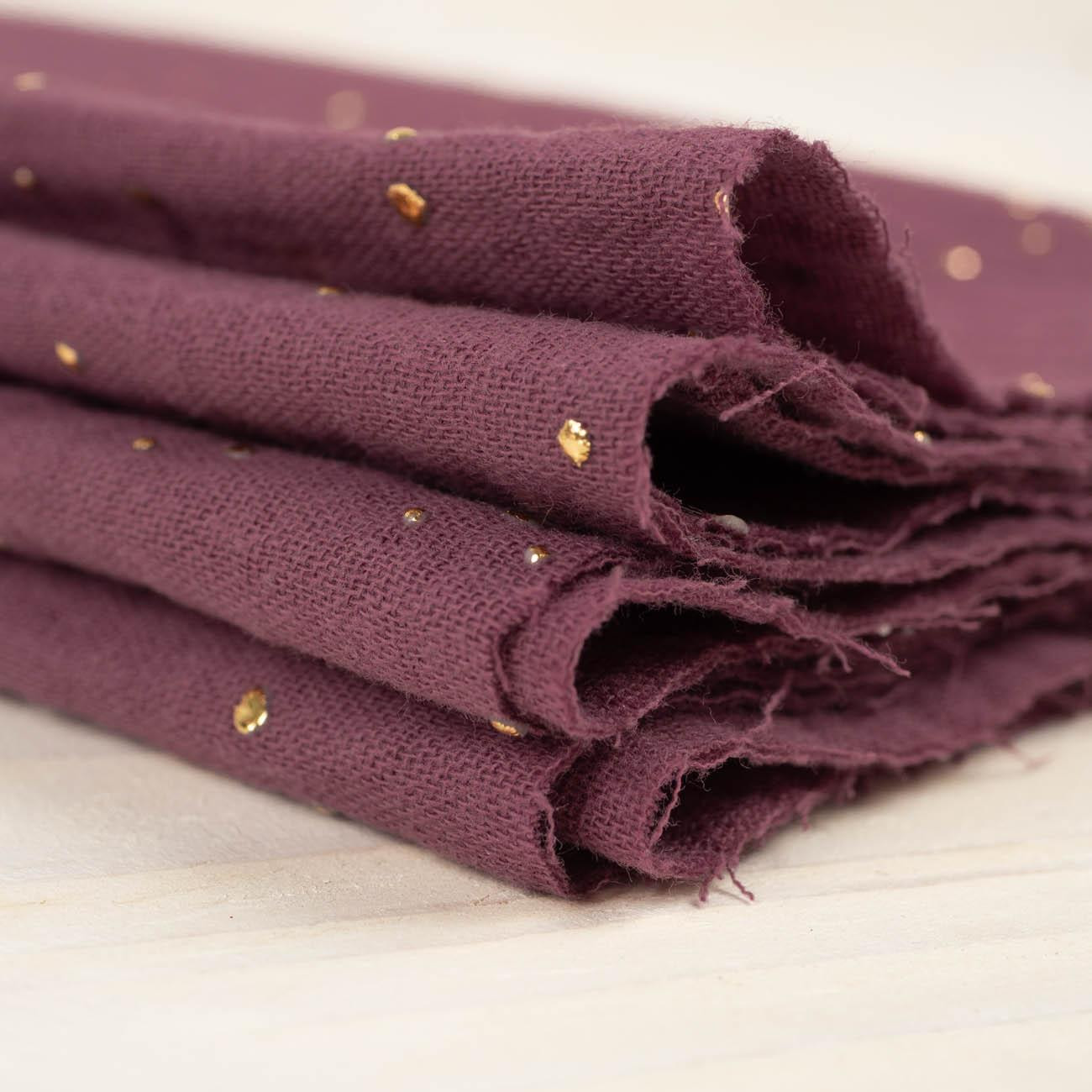 GOLDEN DOTS / HEATHER - Cotton muslin