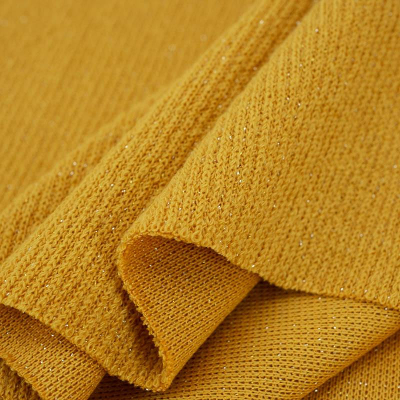MUSTARD - Ribbed sweater knit fabric with lurex thread