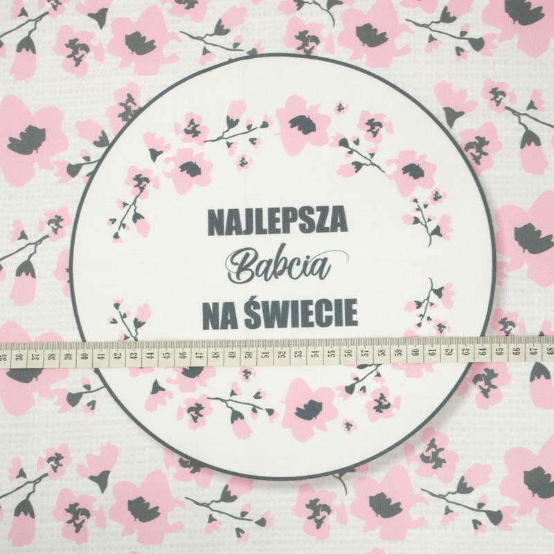Najlepsza Babcia na Świecie/ painted flowers- Cotton woven fabric panel (50cmx75cm)