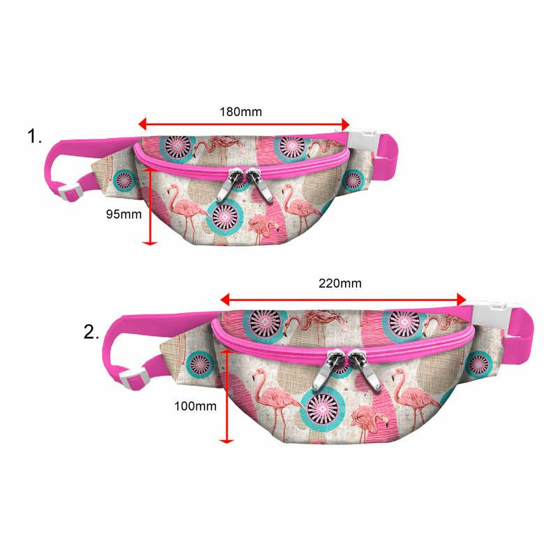 HIP BAG - FLAMINGOS AND ROSETTES / Choice of sizes