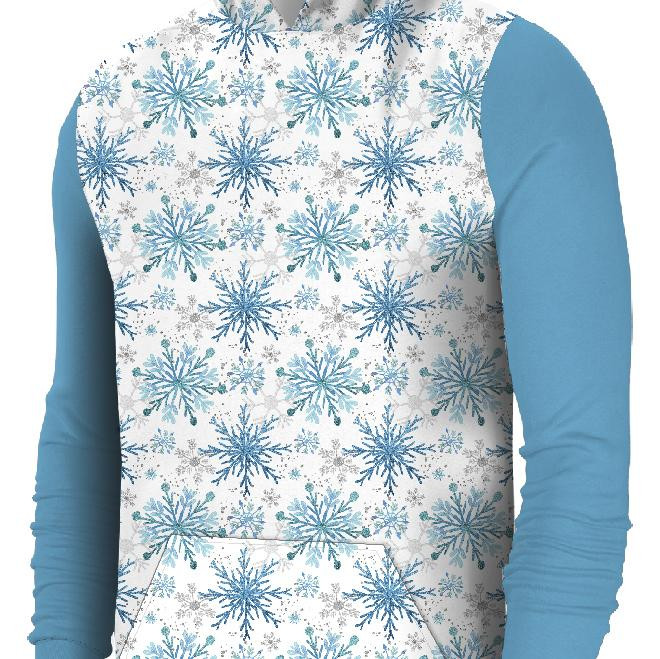 MEN’S HOODIE (COLORADO) - BLUE SNOWFLAKES pat. 2 - sewing set 