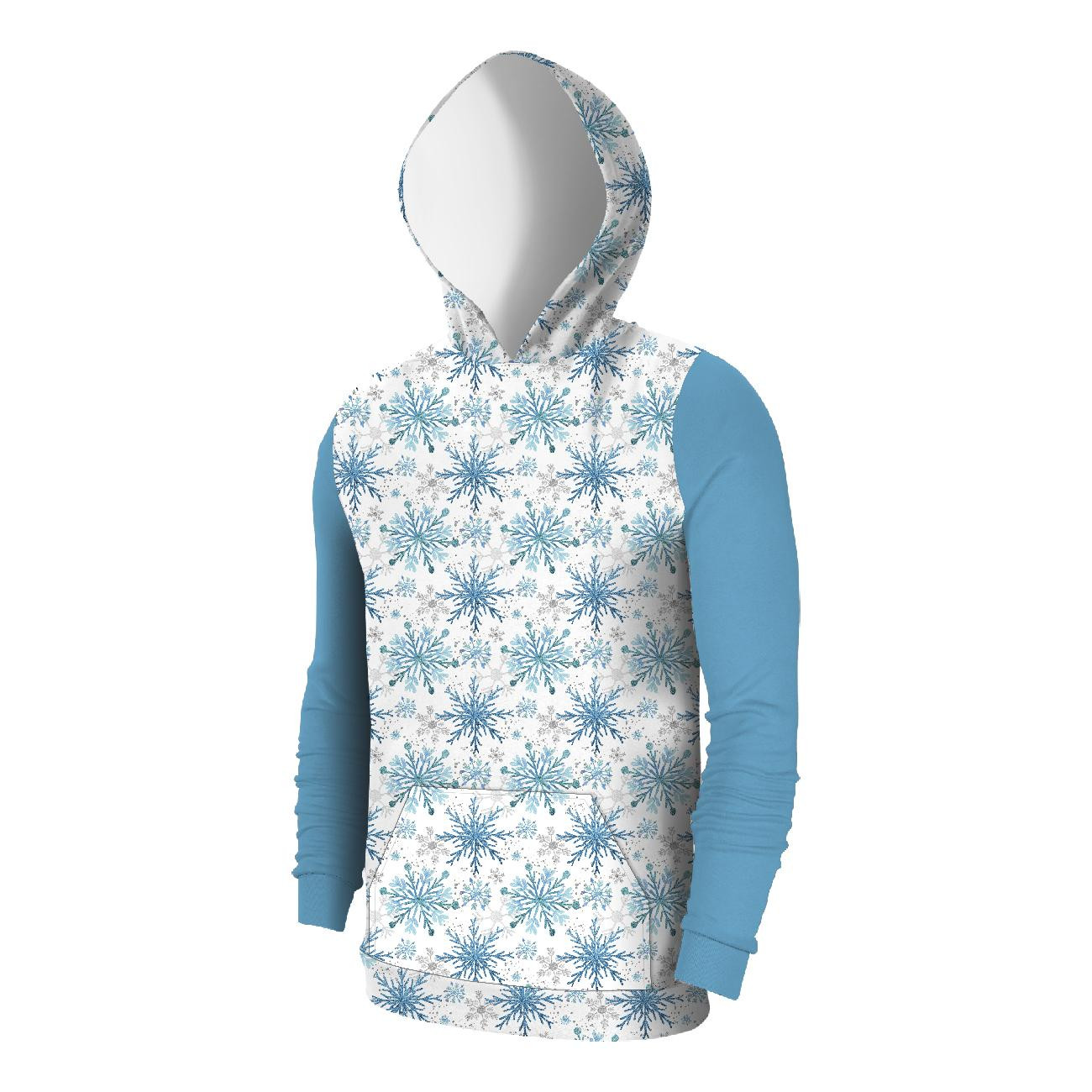 MEN’S HOODIE (COLORADO) - BLUE SNOWFLAKES pat. 2 - sewing set 