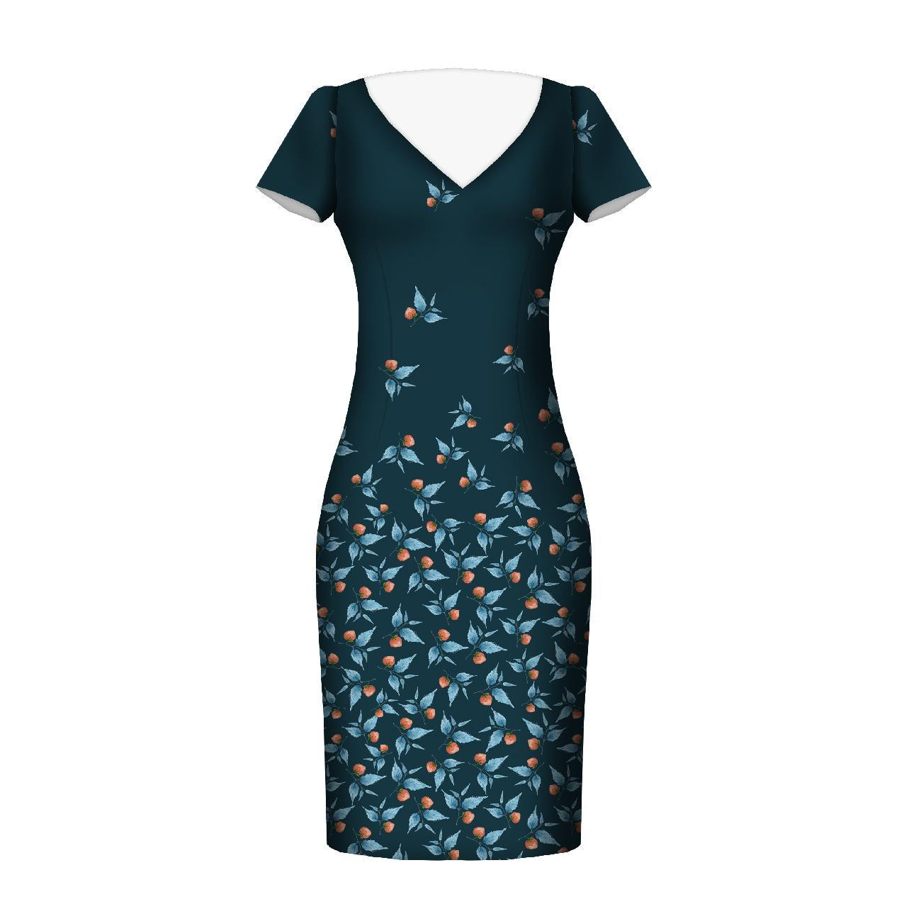 BLUE LEAVES - dress panel crepe