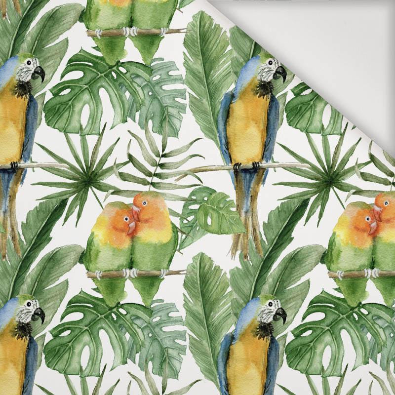 PARROTS pat. 2 / white (JUNGLE) - Nylon fabric PUMI