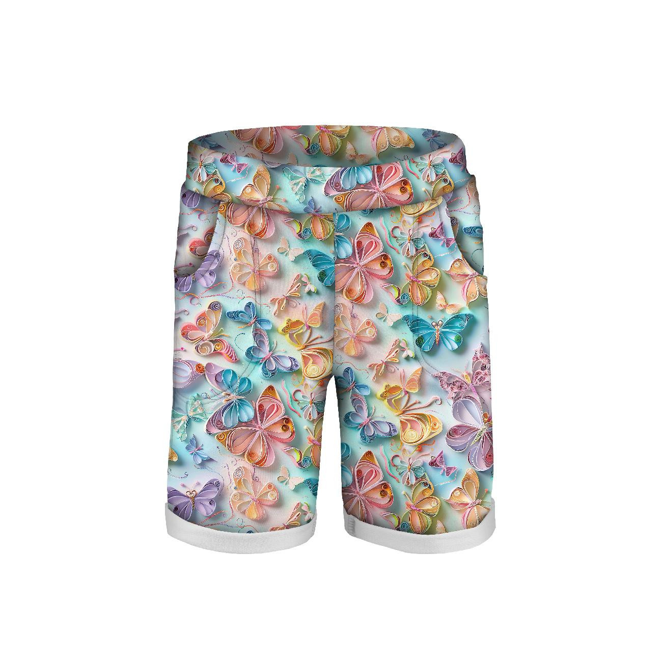 KID`S SHORTS (RIO) - PAPER BUTTERFLIES - looped knit fabric 