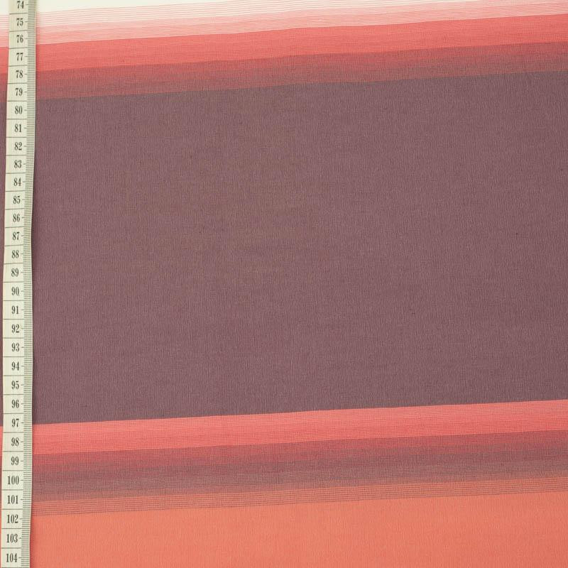 WHITE- SALMON PINKI STRIPES  - Panel / Thin elastic cotton woven fabric