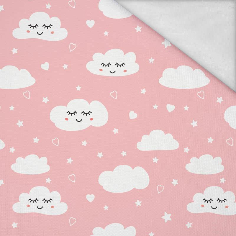 SLEEPING CLOUDS (PASTEL SKY) / salmon pink - Waterproof woven fabric