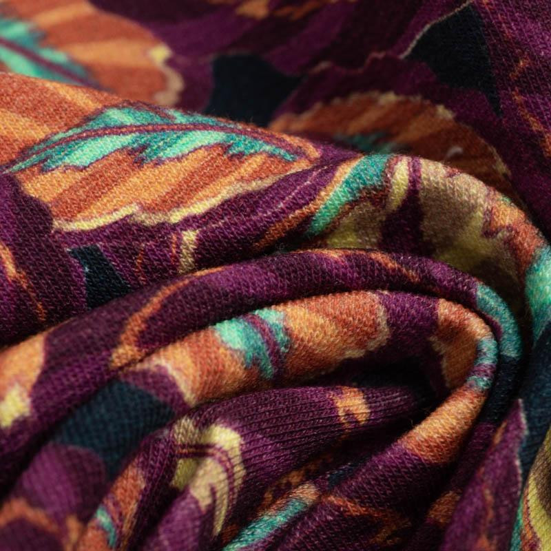 PURPLE LEAVES (VINTAGE) - looped knit fabric