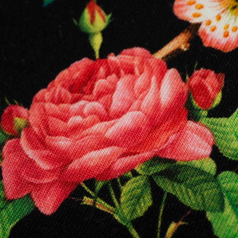 10% - ROSES AND LEAVES (PARADISE GARDEN)  - looped knit fabric