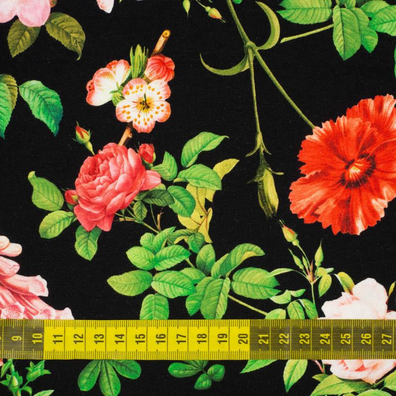 ROSES AND LEAVES (PARADISE GARDEN)  - single jersey 
