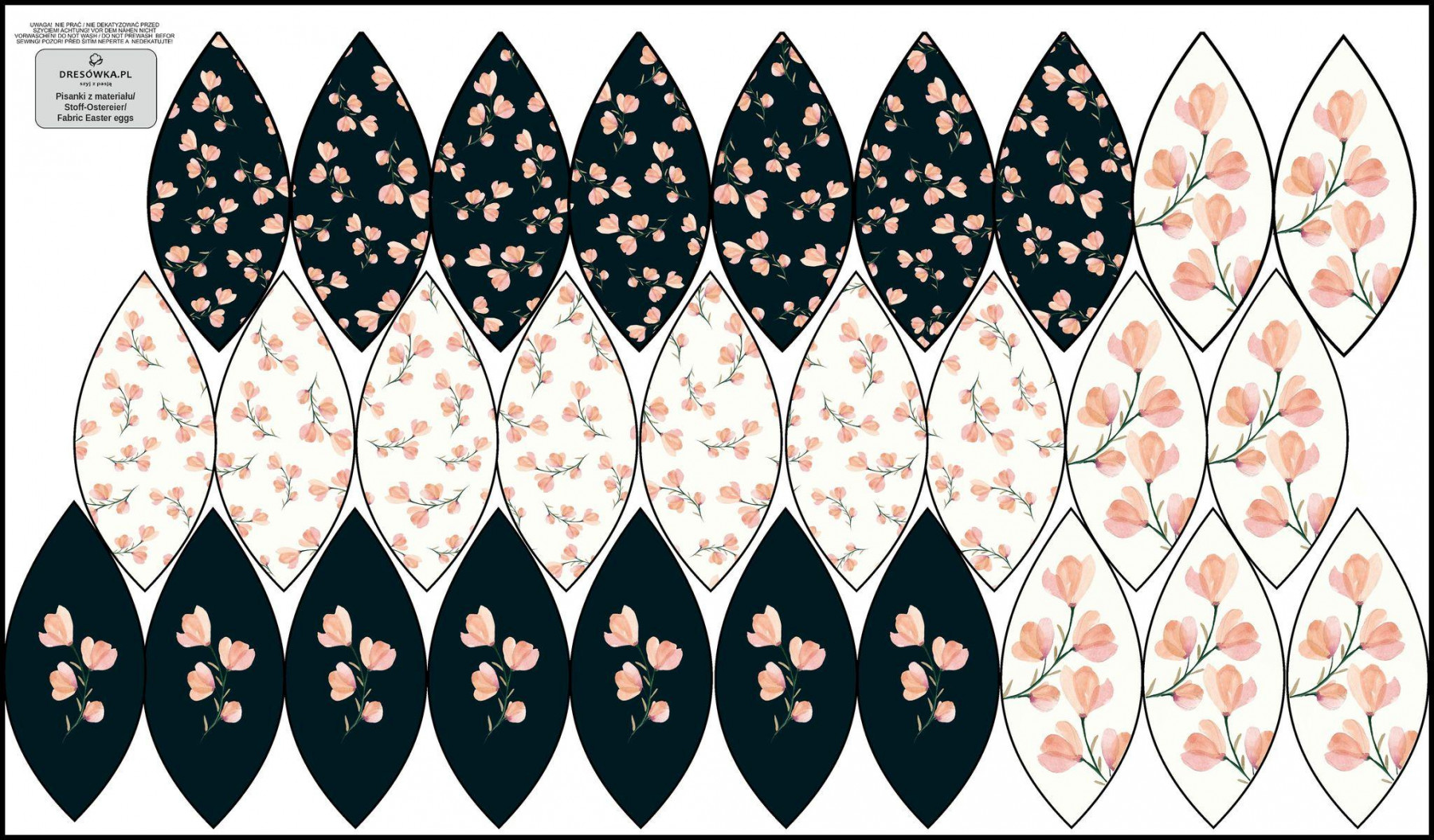 7 EASTER EGGS SEWING SET - PINK FLOWERS PAT. 4