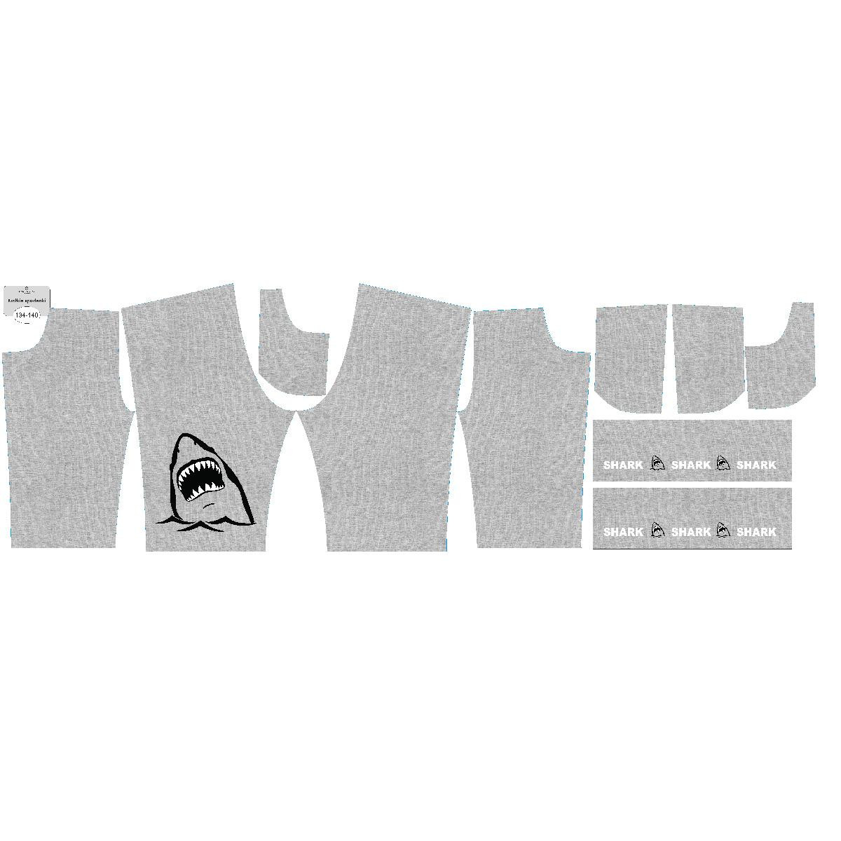 KID`S SHORTS (RIO) - SHARK / WHITE MELANGE - looped knit fabric 