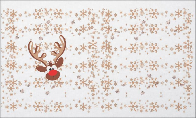 REINDEER / brown - white - Cotton woven fabric panel / Choice of sizes