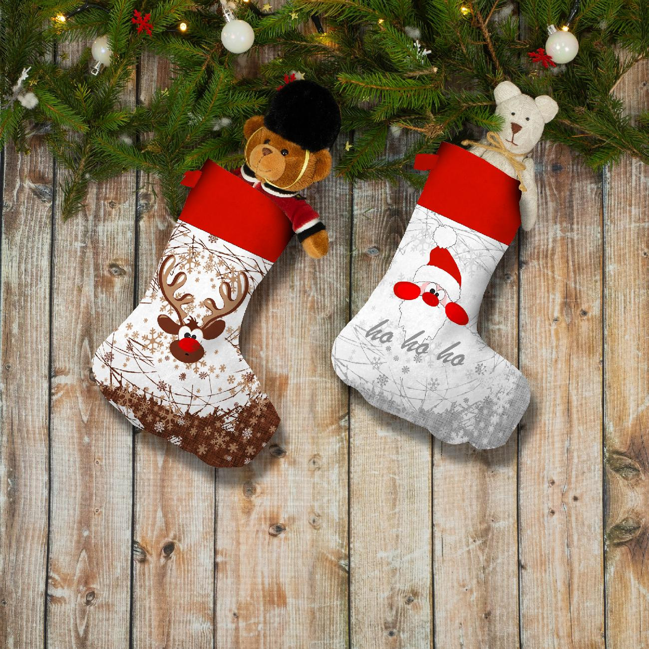 Christmas Stocking Set - REINDEER / brown