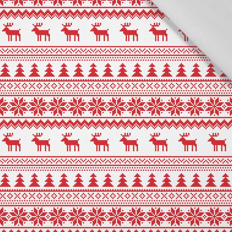 REINDEERS PAT. 2 / red - Cotton woven fabric