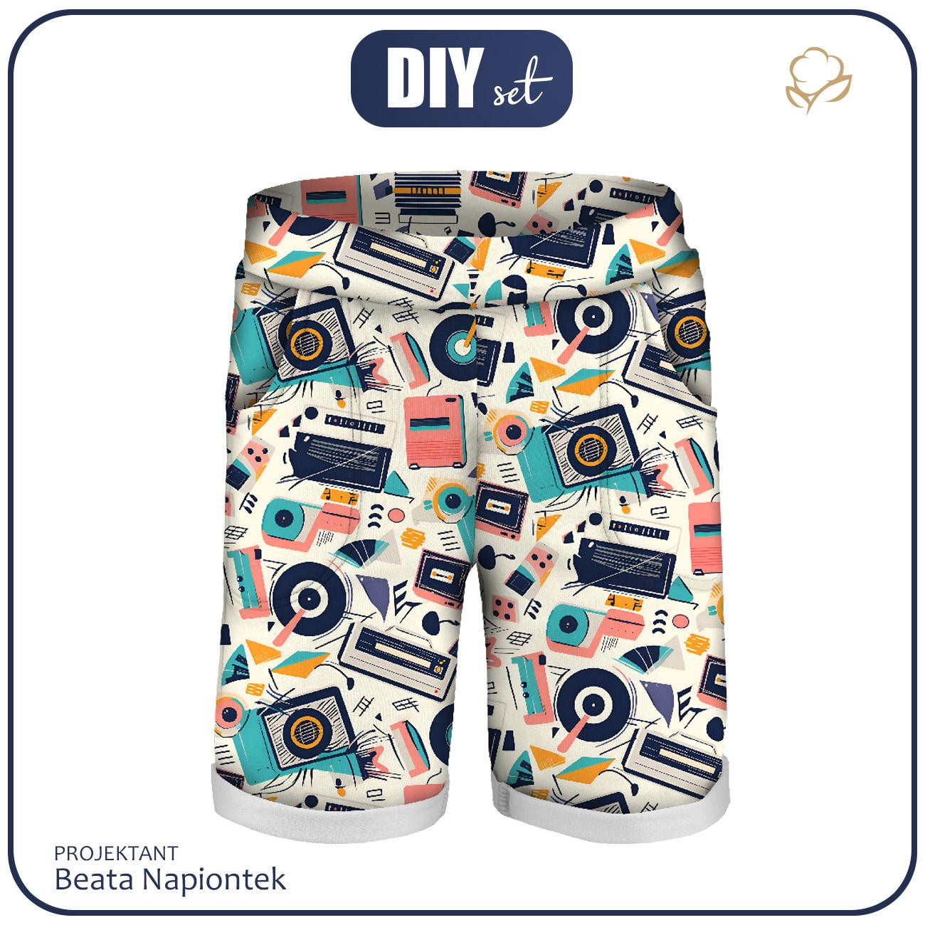 KID`S SHORTS (RIO) - RETRO MUSIC - looped knit fabric 