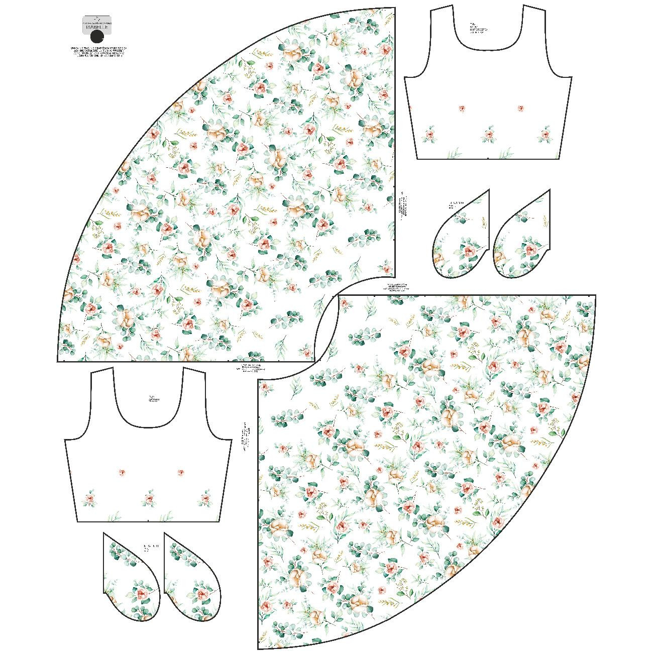 DRESS "ISABELLE" - ROSES AND LEAVES PAT. 2 - sewing set
