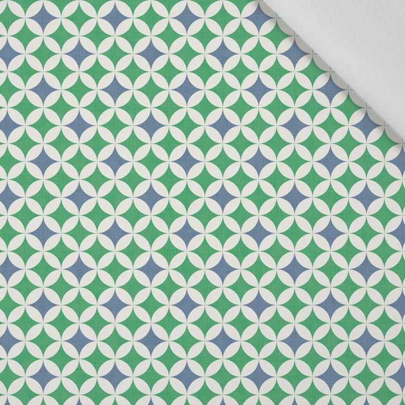 ROSETTES / blue - green - Cotton woven fabric