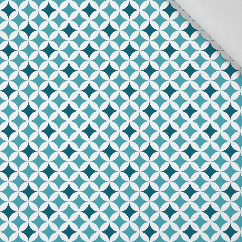 ROSETTES  ( light blue ) / dark blue - Cotton woven fabric