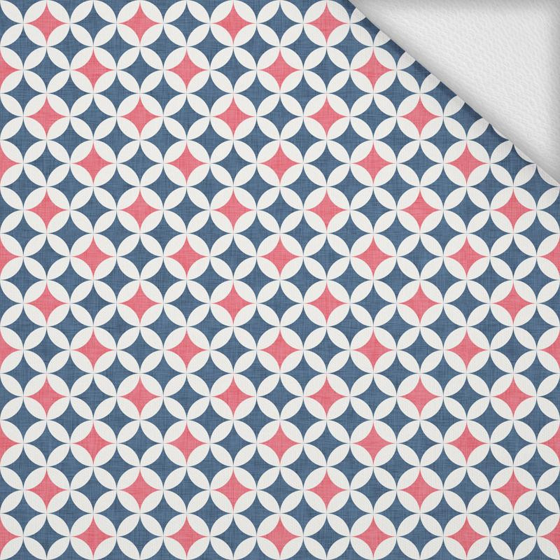 ROSETTES / blue - coral - looped knit 