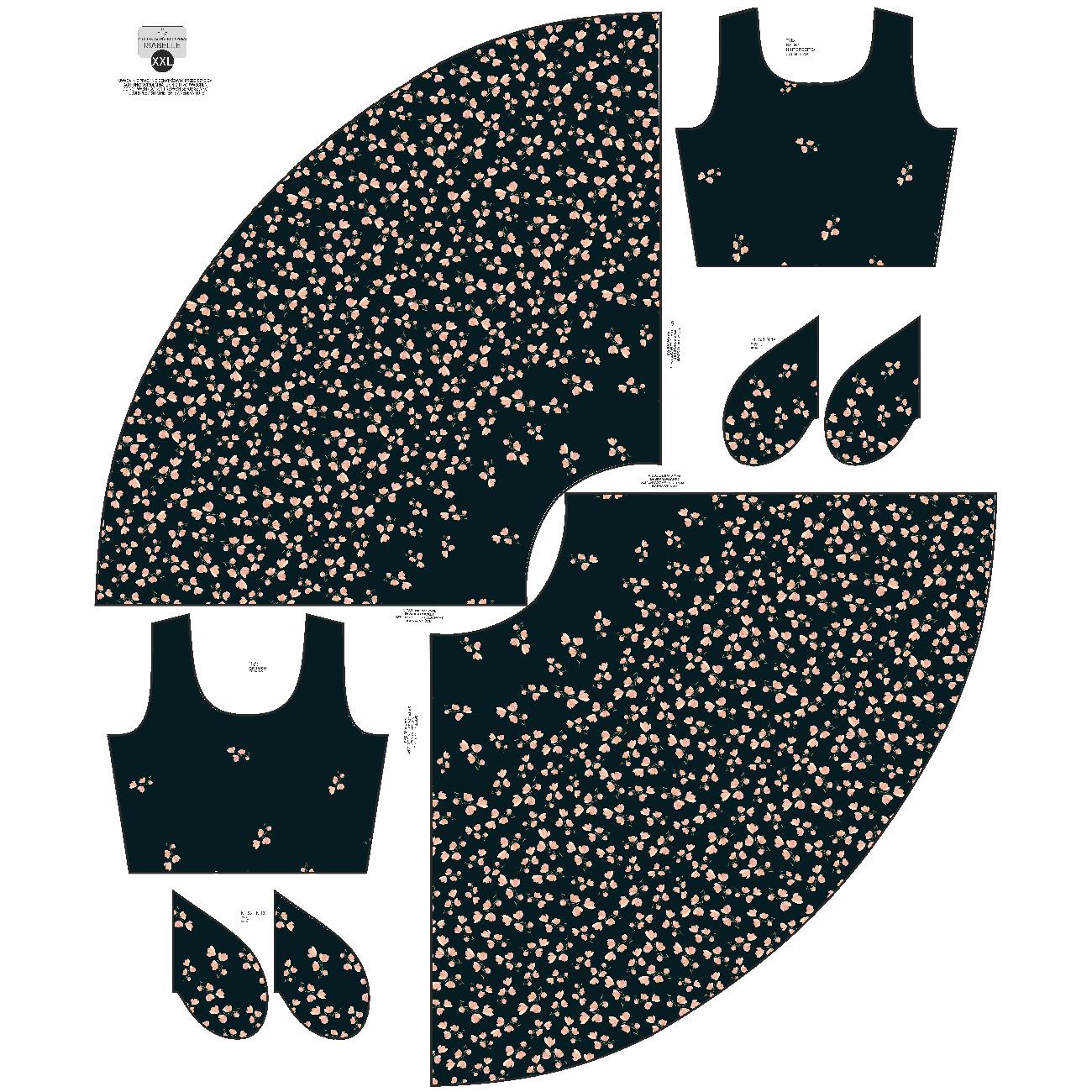 DRESS "ISABELLE" - PINK FLOWERS PAT. 4 / black - sewing set