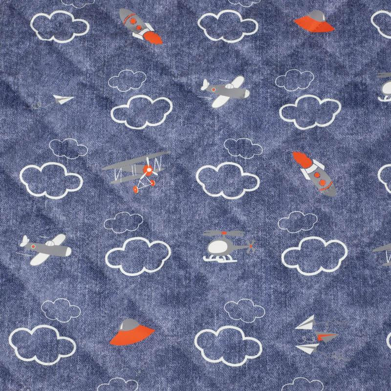 PLANES (PLANES) / ACID WASH DARK BLUE - Quilted nylon fabric 