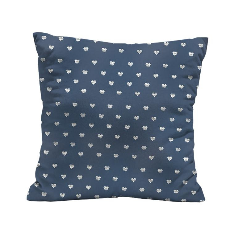 CUSHION PANEL - HEARTS / (acid) dark blue (NORWEGIAN PATTERNS) - HOME DECOR PREMIUM 