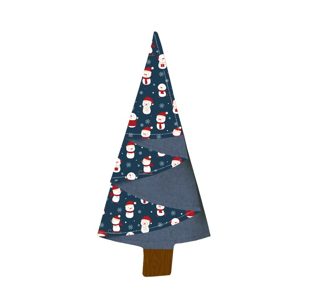 CHRISTAS NAPKINS “CHRISTMAS TREES” - SNOWMEN / blue - Cotton woven fabric
