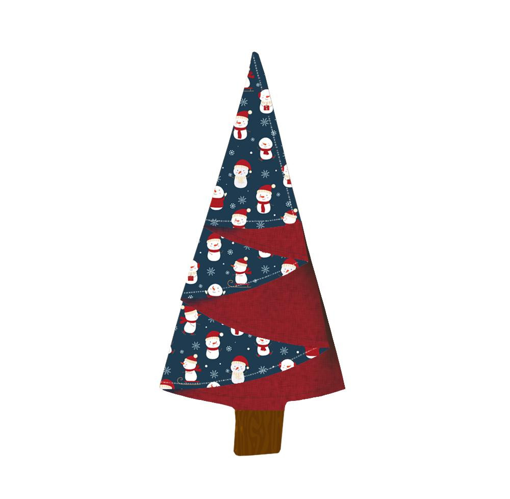 CHRISTAS NAPKINS “CHRISTMAS TREES” - SNOWMEN / maroon - Cotton woven fabric