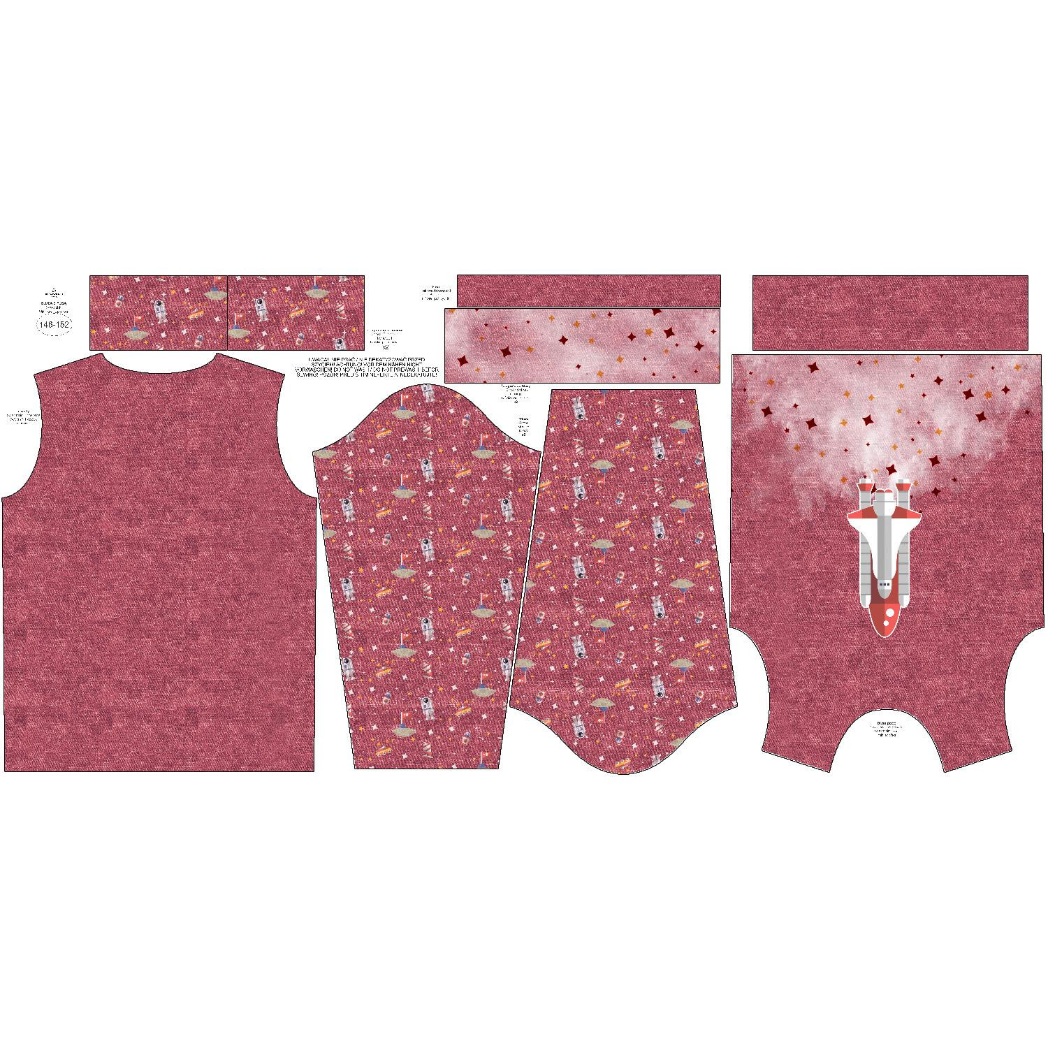 CHILDREN'S (NOE) SWEATSHIRT - SPACESHIP (SPACE EXPEDITION) / ACID WASH MAROON - sewing set