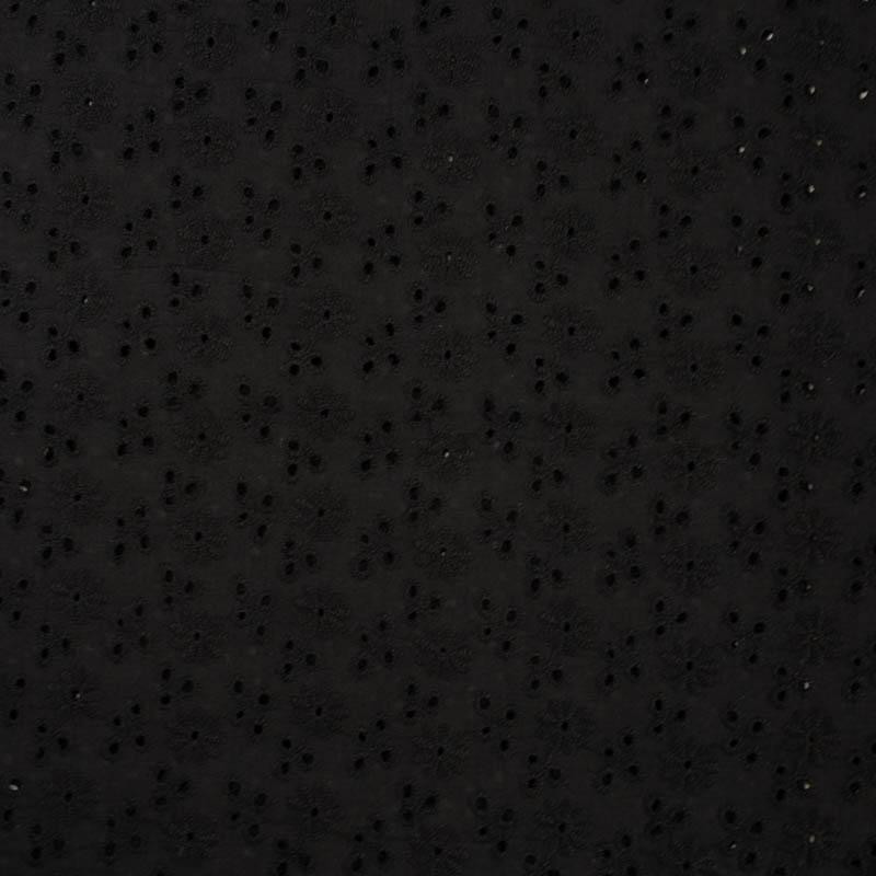 DAISIES / black - Embroidered cotton fabric