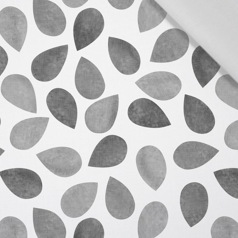 BIG LEAVES MIX / grey  - Cotton woven fabric