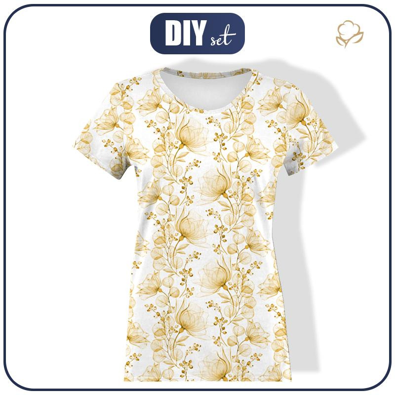 WOMEN’S T-SHIRT - FLOWERS pat. 4 (gold) - single jersey