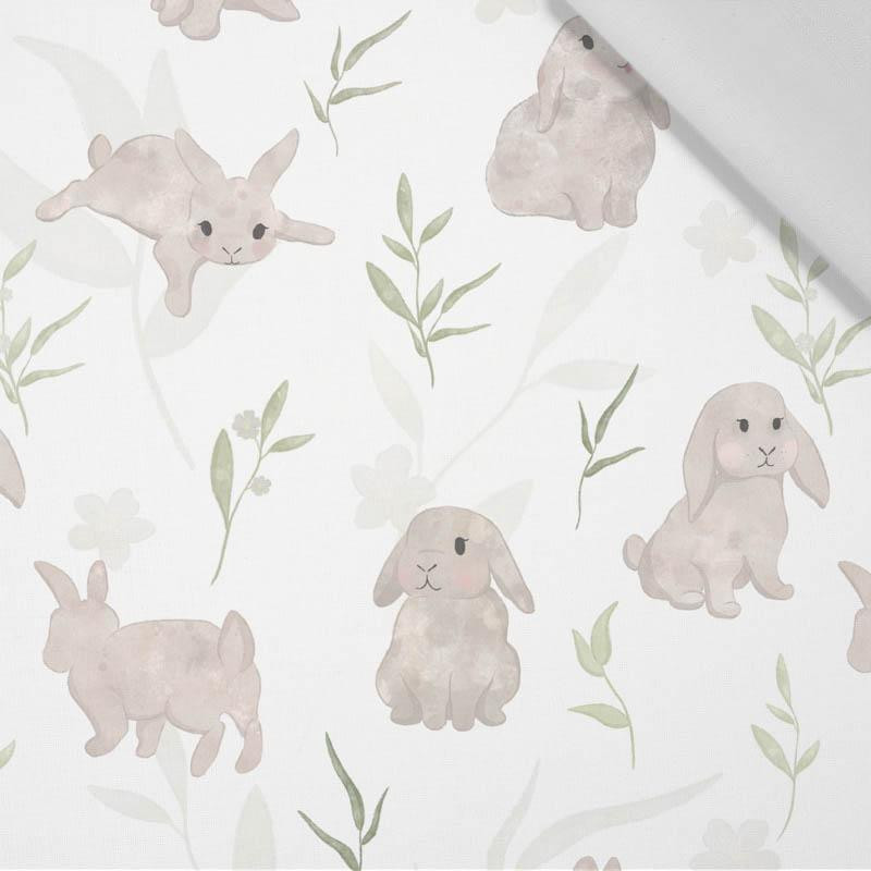 BEIGE BUNNIES (PASTEL BUNNIES) - Cotton woven fabric