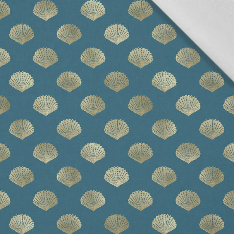 GOLDEN SHELLS (GOLDEN OCEAN) / sea blue - Cotton woven fabric
