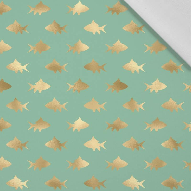 GOLDEN FISH (GOLDEN OCEAN) / mint - Cotton woven fabric