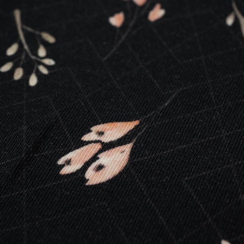 FLOWERS AND LEAVES pat. 4 / black - single jersey 