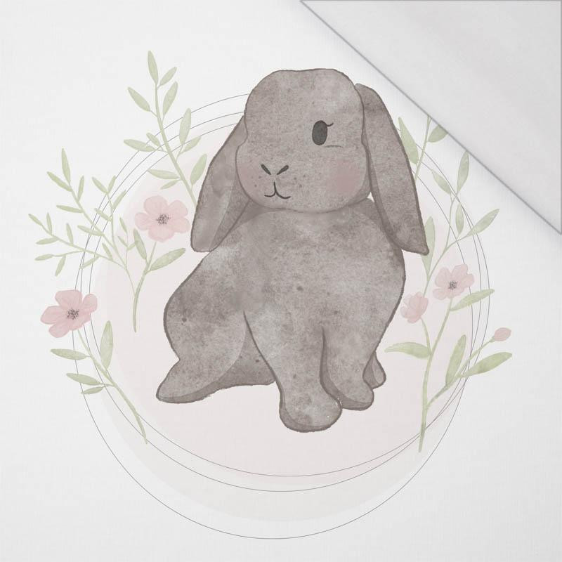 GREY BUNNY pat. 1 (PASTEL BUNNIES) - SINGLE JERSEY PANORAMIC PANEL (60cm x 155cm)