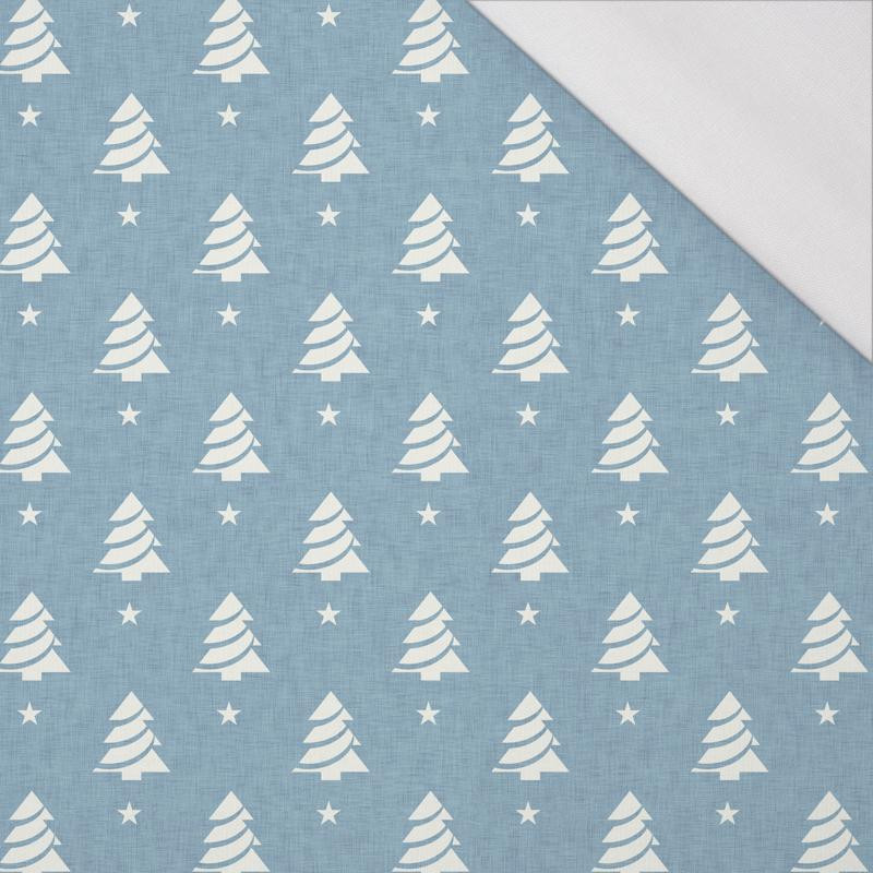 CHRISTMAS TREES WITH STARS / ACID WASH - blue - single jersey with elastane 