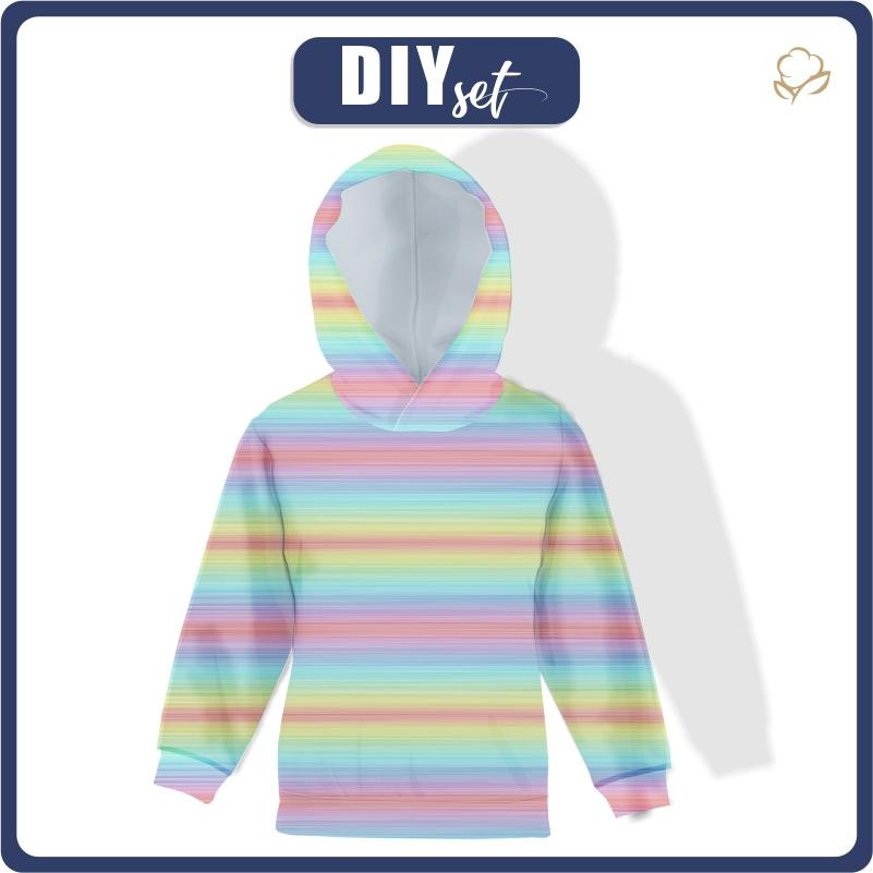 KID'S HOODIE (ALEX) - RAINBOW STRIPES pat.2 - sewing set