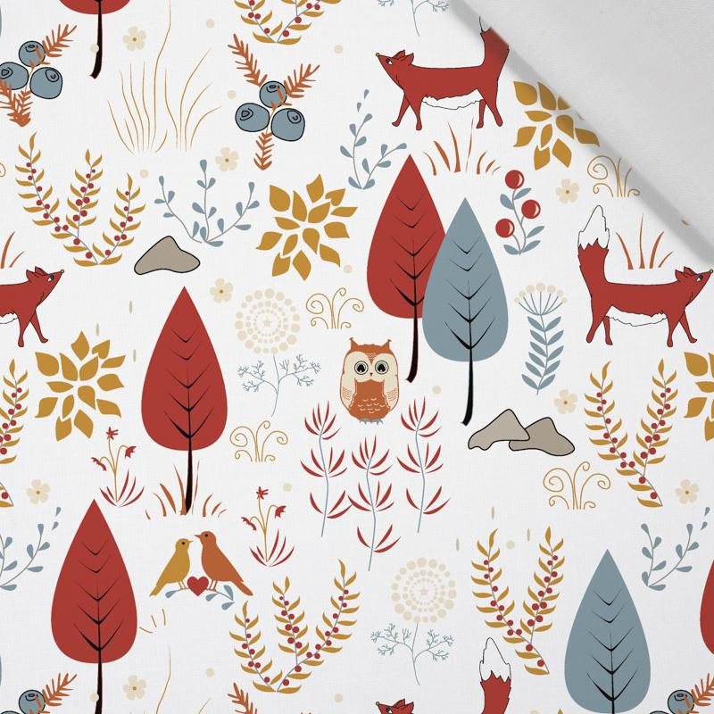 FOREST FOLKLORE / white - Cotton woven fabric