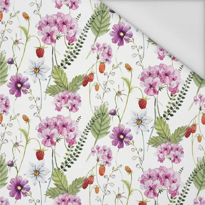 FLOWERS AND WILD STRAWBERRIES (IN THE MEADOW) - Waterproof woven fabric