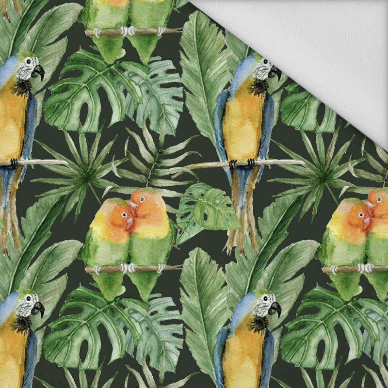 PARROTS pat. 2 / black (JUNGLE) - Waterproof woven fabric