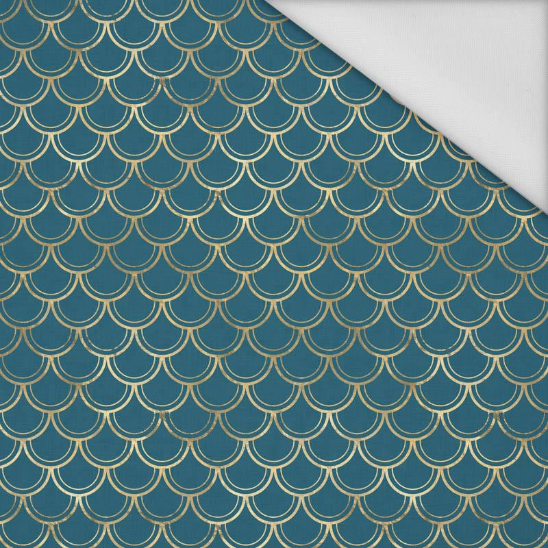 GOLDEN FISH SCALES pat. 2 (GOLDEN OCEAN) / sea blue - Waterproof woven fabric