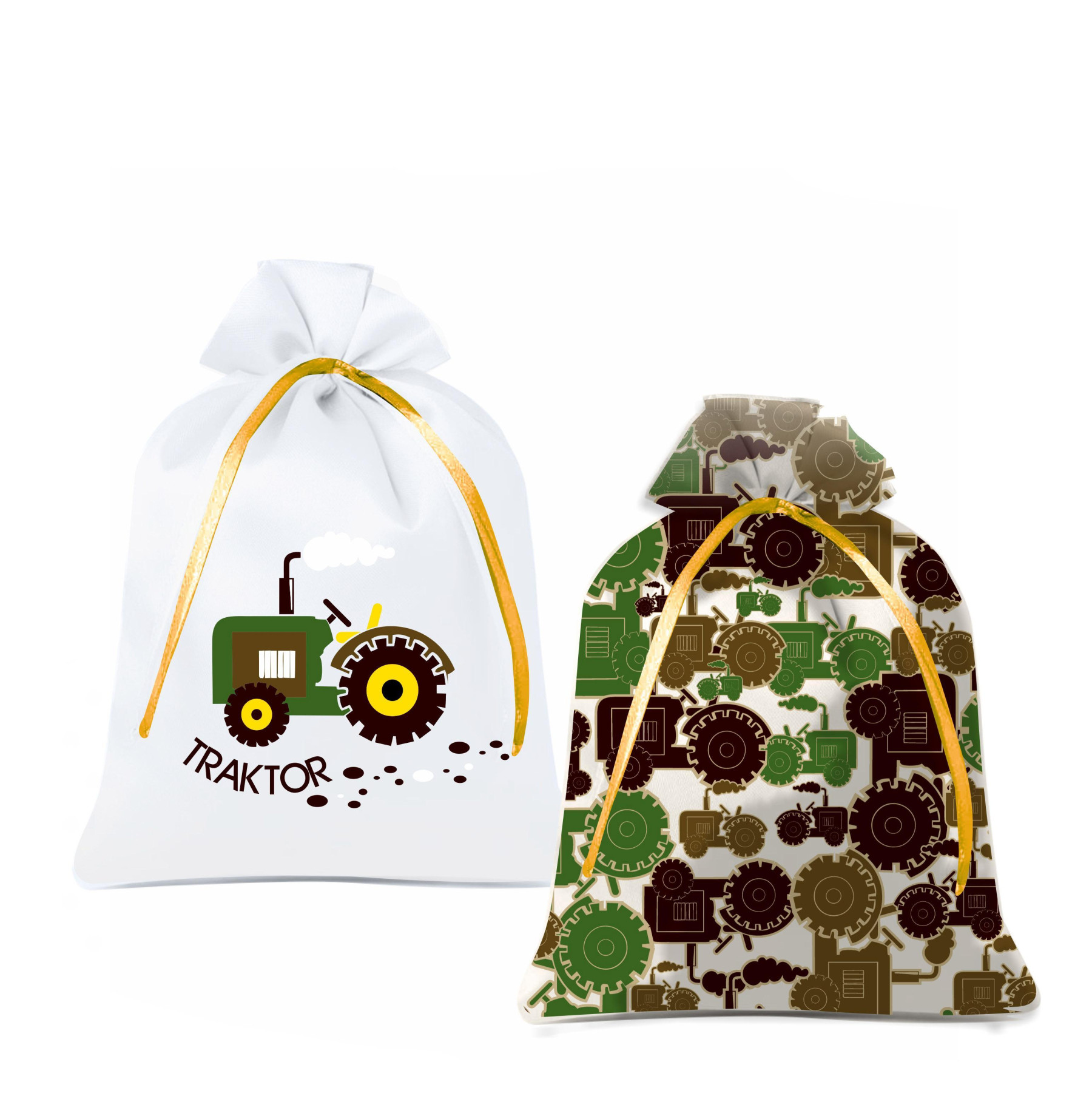 Gift pouches - TRACTOR GREEN - sewing set